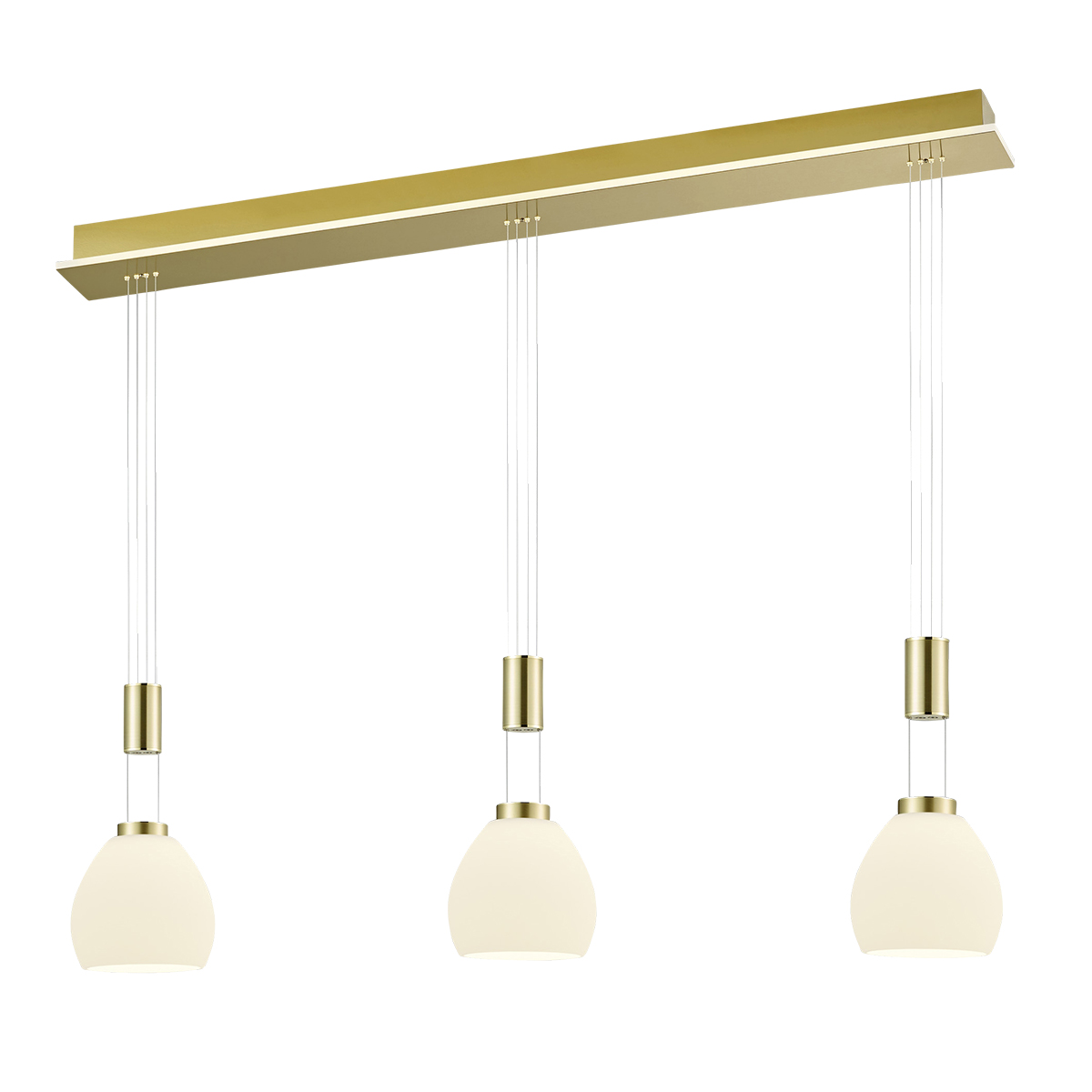 HELL Sam LED Pendelleuchte, 3-flg., Messing matt / blank (Leuchte nicht inbegriffen)