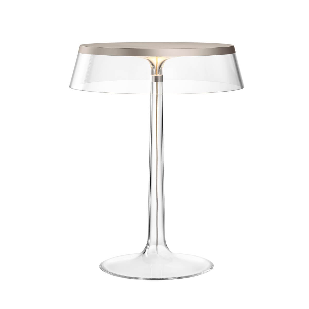 Flos Bon Jour Tischleuchte, Chrom matt, Krone: transparent