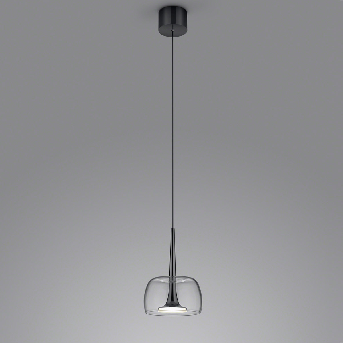 Helestra Flute LED Pendelleuchte, schwarzchrom, Glasschirm: klar