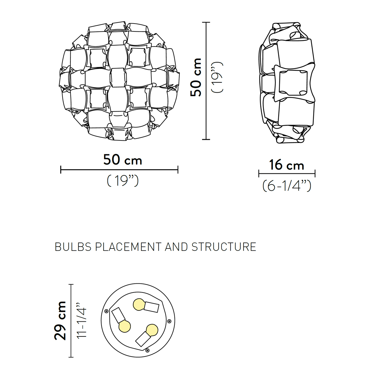 Slamp Mida Ceiling / Wall Medium, Maßzeichnung