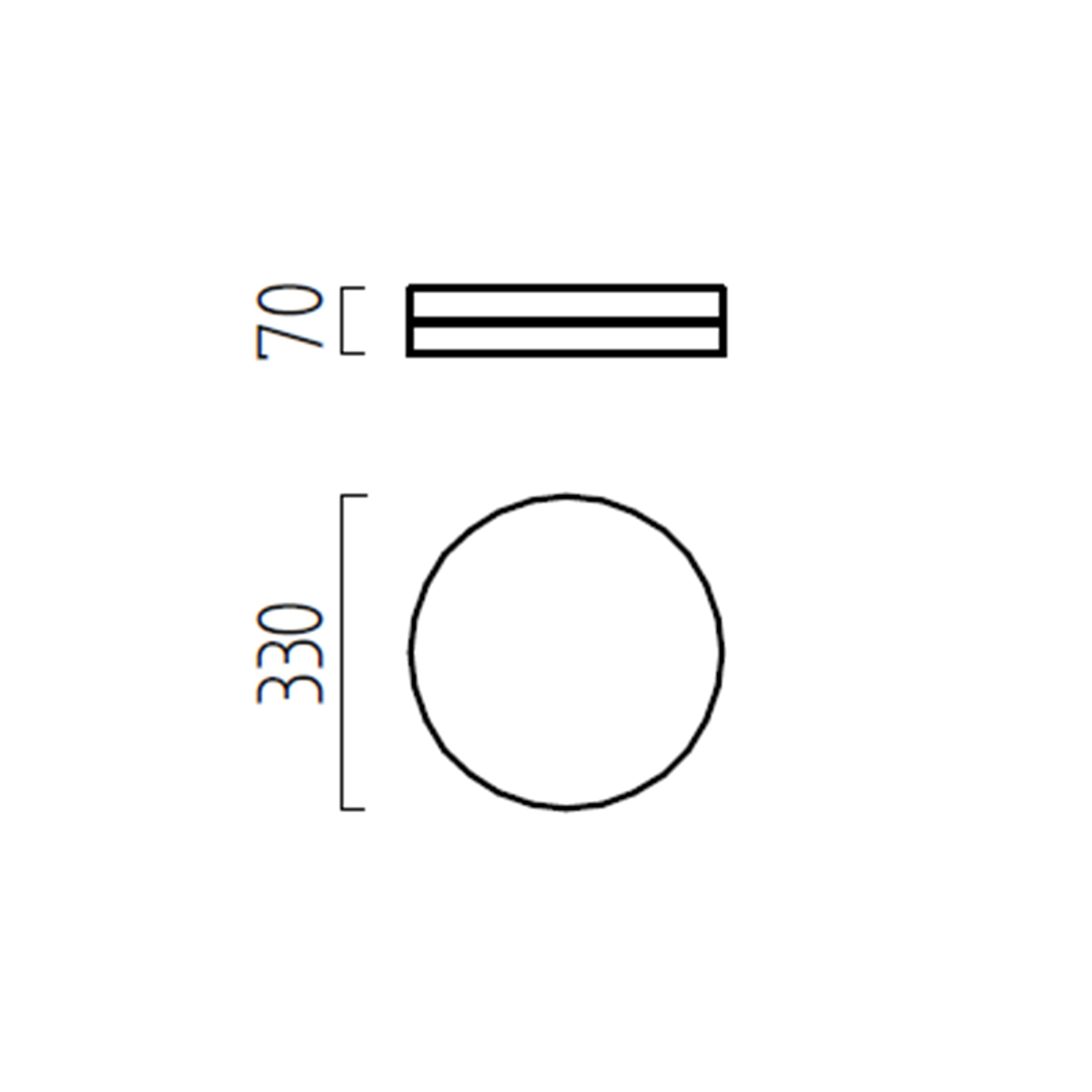 Helestra Tana LED Deckenleuchte, Ø: 33 cm, Maßzeichnung