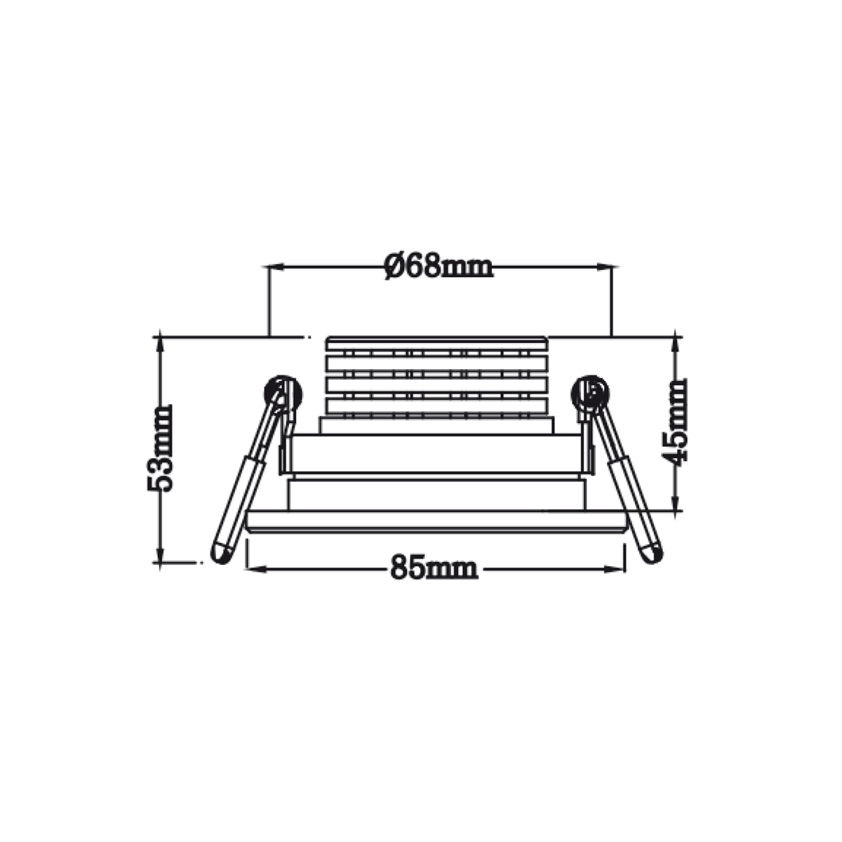 Mobilux MOBiDIM COB CLASSIC IP65 R LED Einbaustrahler, Dim-to-Warm, Maßzeichnung