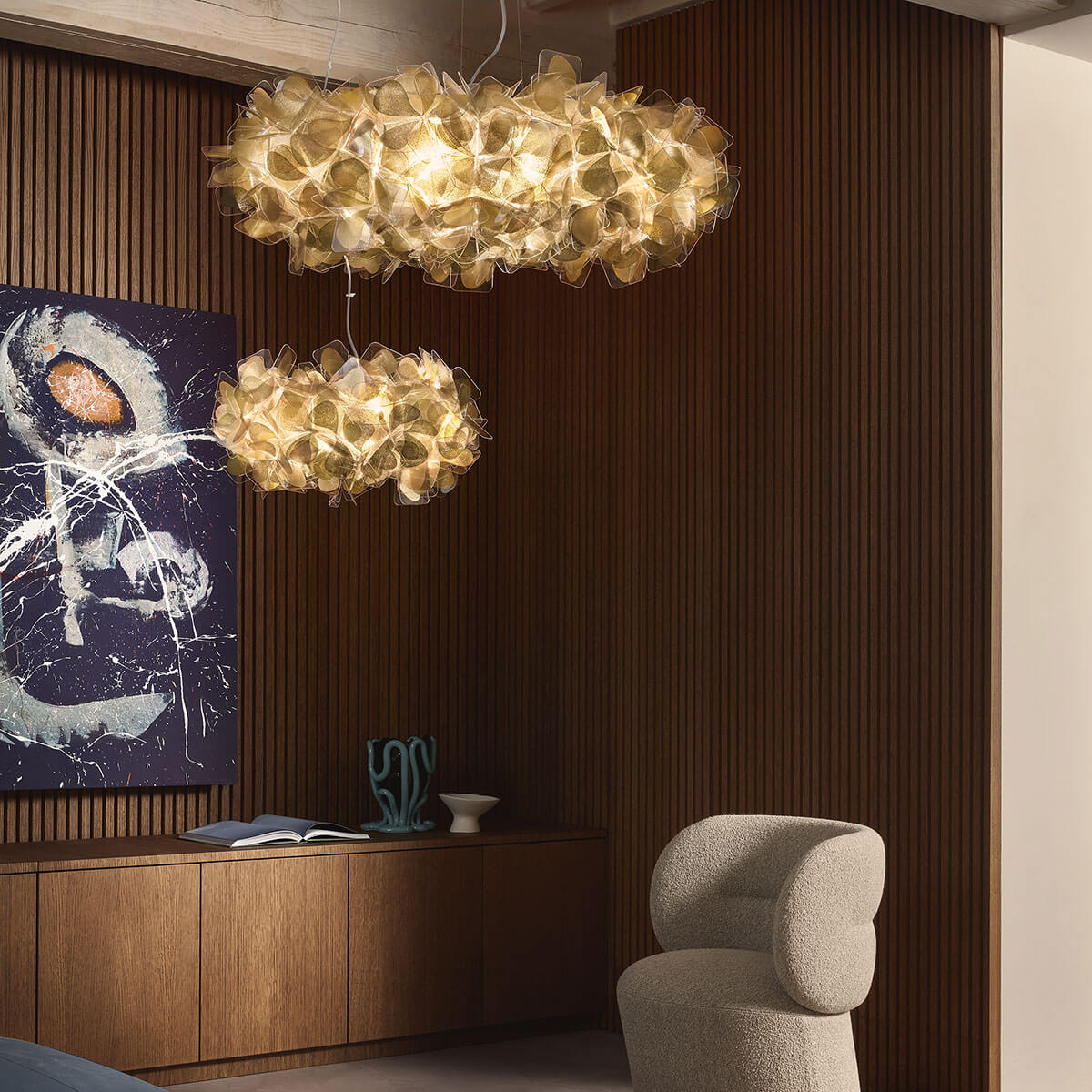 Slamp Clizia Mama non Mama Suspension und Clizia Mama non Mama Suspension Large, Gold, Kabel: transparent