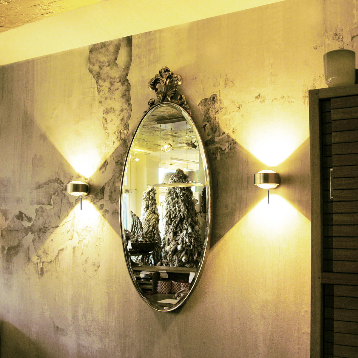 Top Light Puk Maxx Wall + Wandleuchte, Nickel matt, mit Linse klar / Linse klar