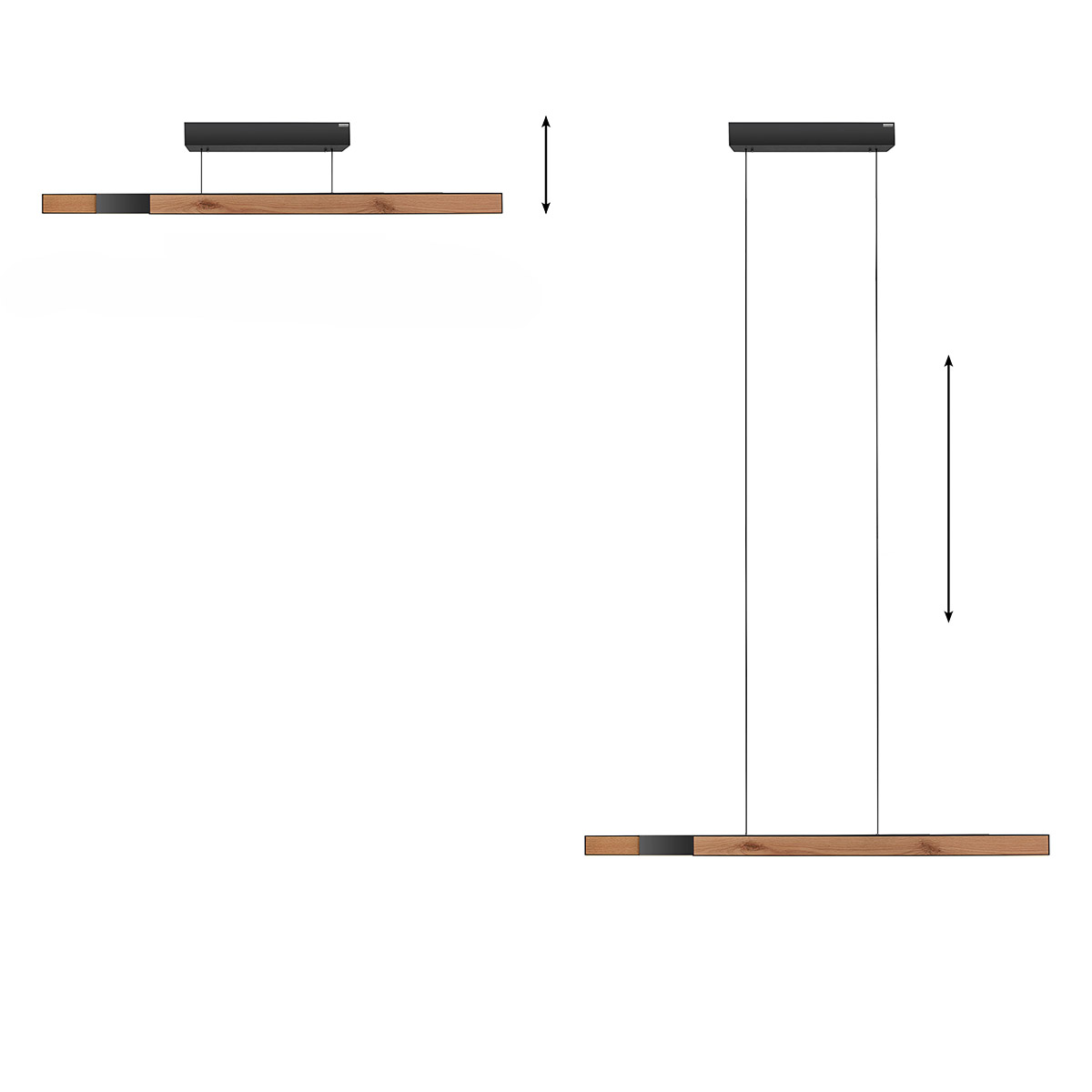 Neuhaus PURE PURE Moto-Rise LED Pendelleuchte mit e-SLIDE, e-LIFT und CCT, oak / black pearl (schwarz / Eiche natur), mit elektrischer Höhenverstellung