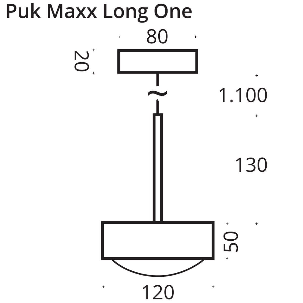 Top Light Puk Maxx Long One LED Pendelleuchte, Maßzeichnung