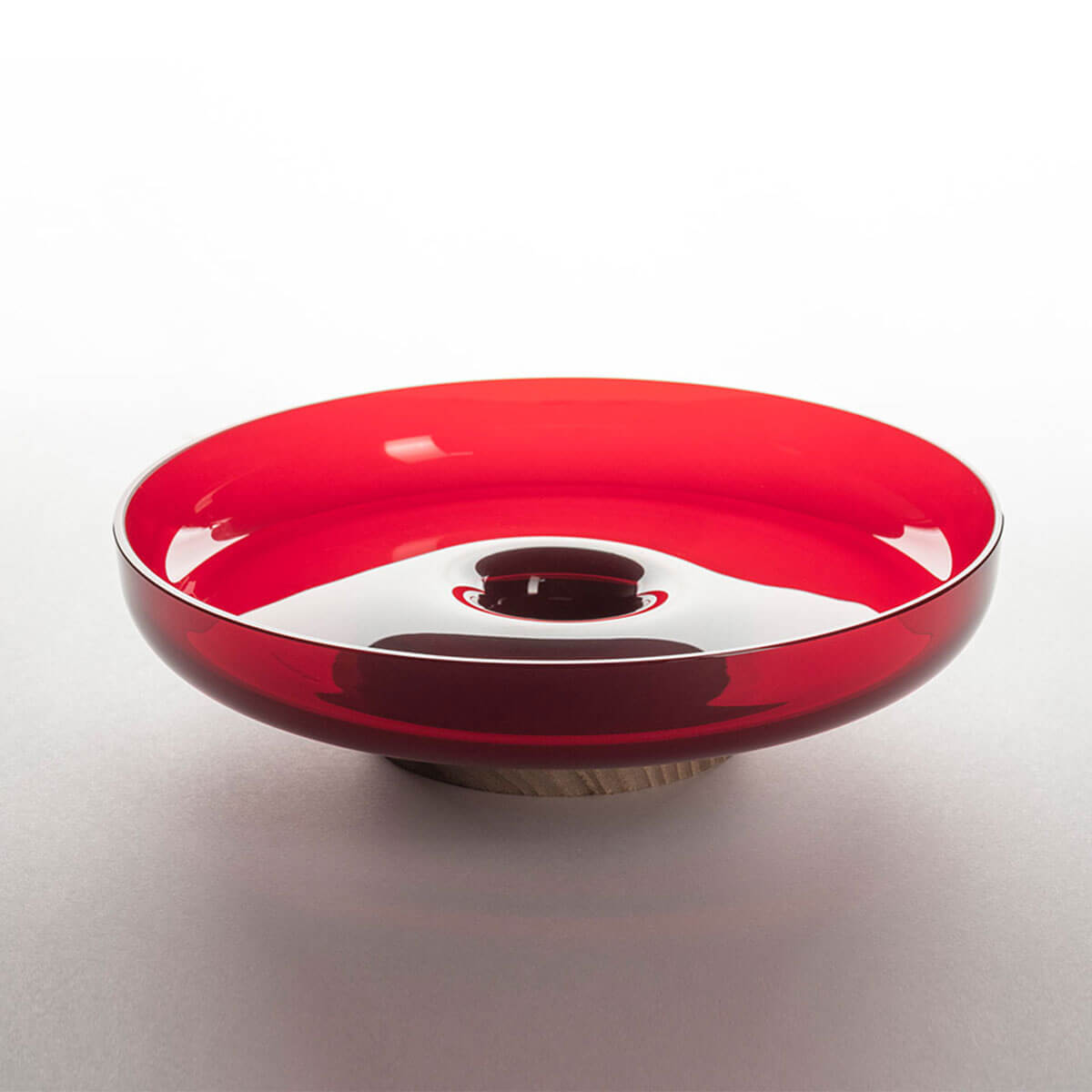 Artemide Bontà Base mit Glasteller, Holz / rot