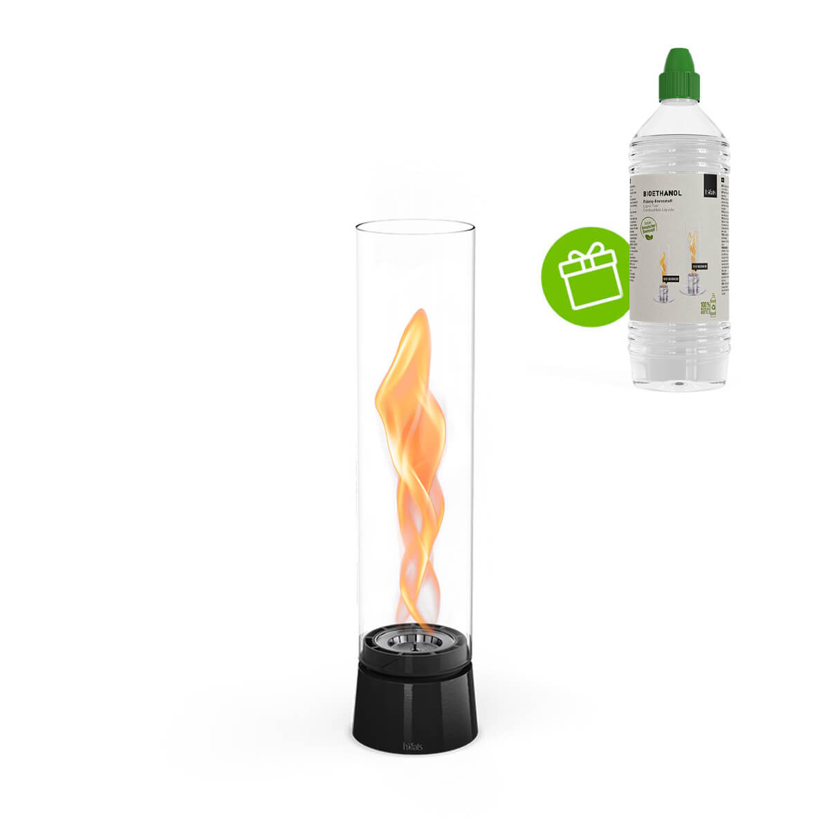 Spin air 900 Tischfeuer & Windlicht, inkl. Bioethanol Flüssig-Brennstoff