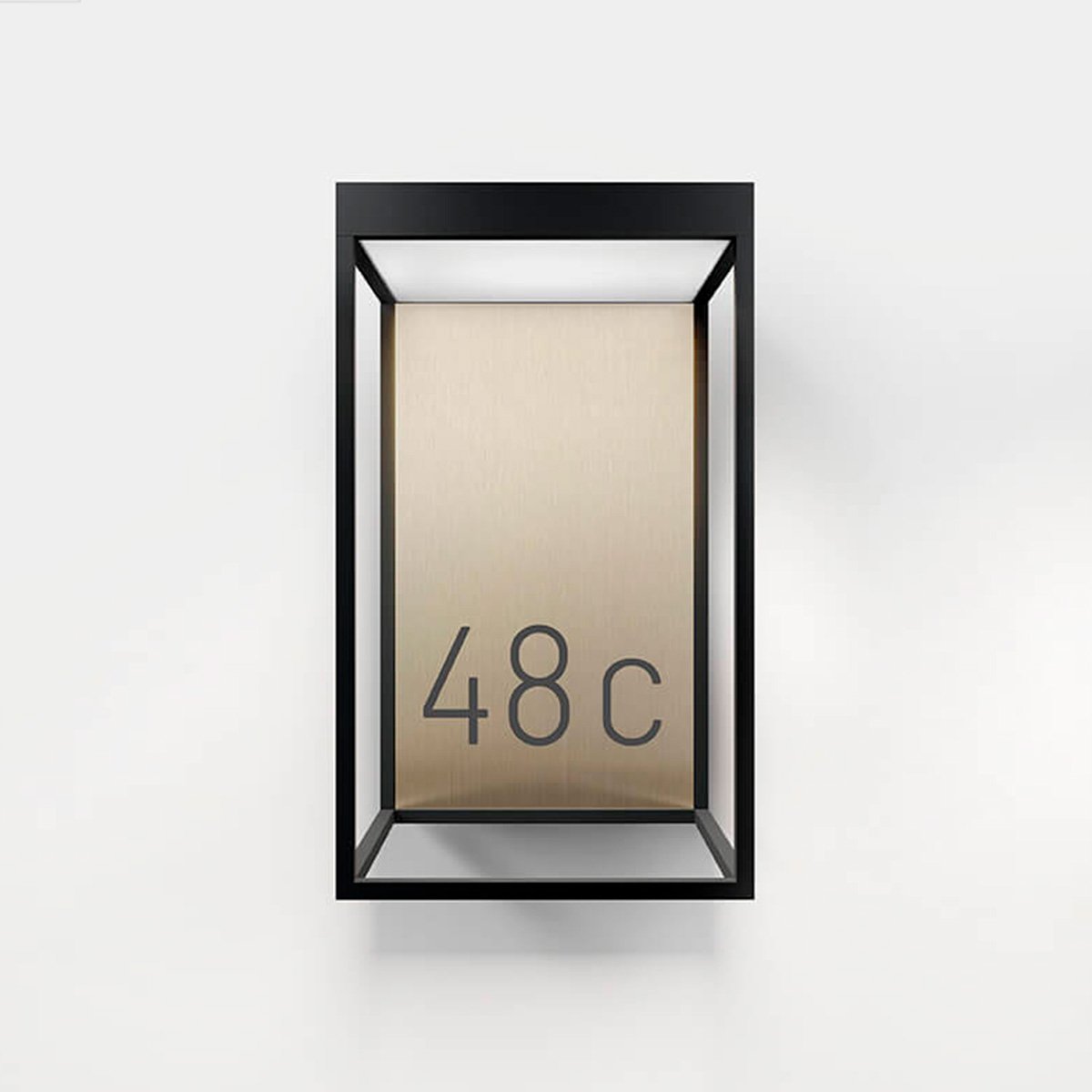 IP44.DE Gic number LED Außenwandleuchte, deep black, Cover: Messing gebürstet