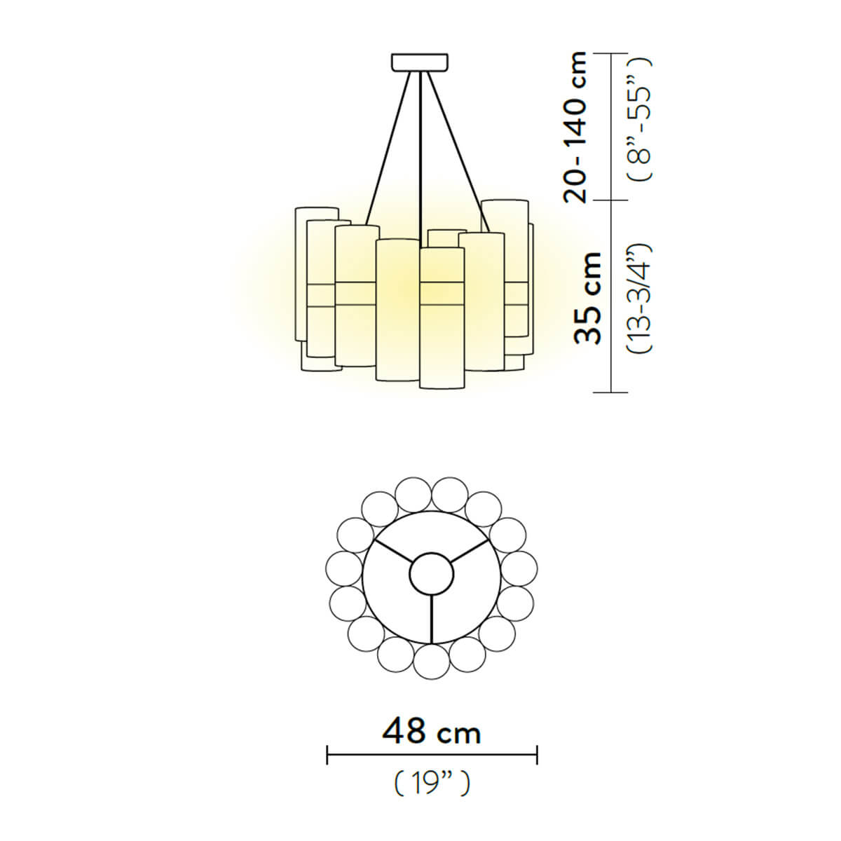 Slamp La Lollo LED Suspension Medium, Maßzeichnung