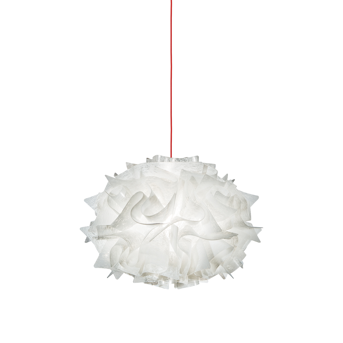 Slamp Veli Mini Single Couture Suspension, Textilkabel: rot, weiß dekoriert