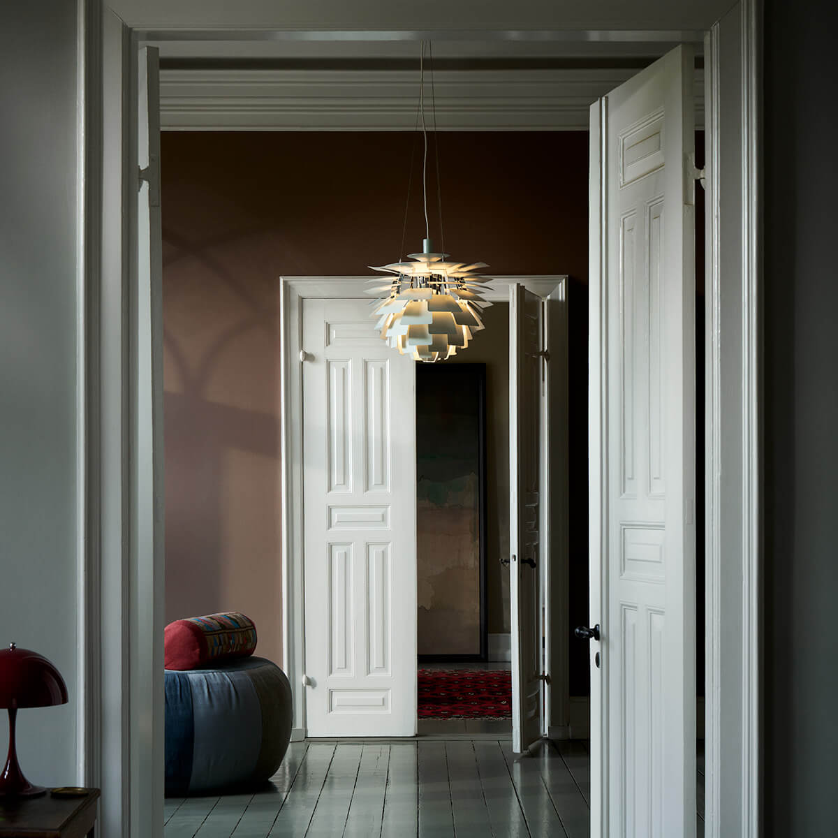 Louis Poulsen PH Artichoke 600 Pendelleuchte, Ø: 60 cm, Dusty green / Chrom