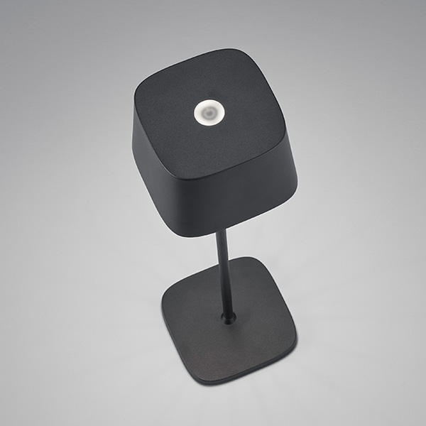 Helestra Kori LED Akkuleuchte, schwarz matt, Tastdimmer