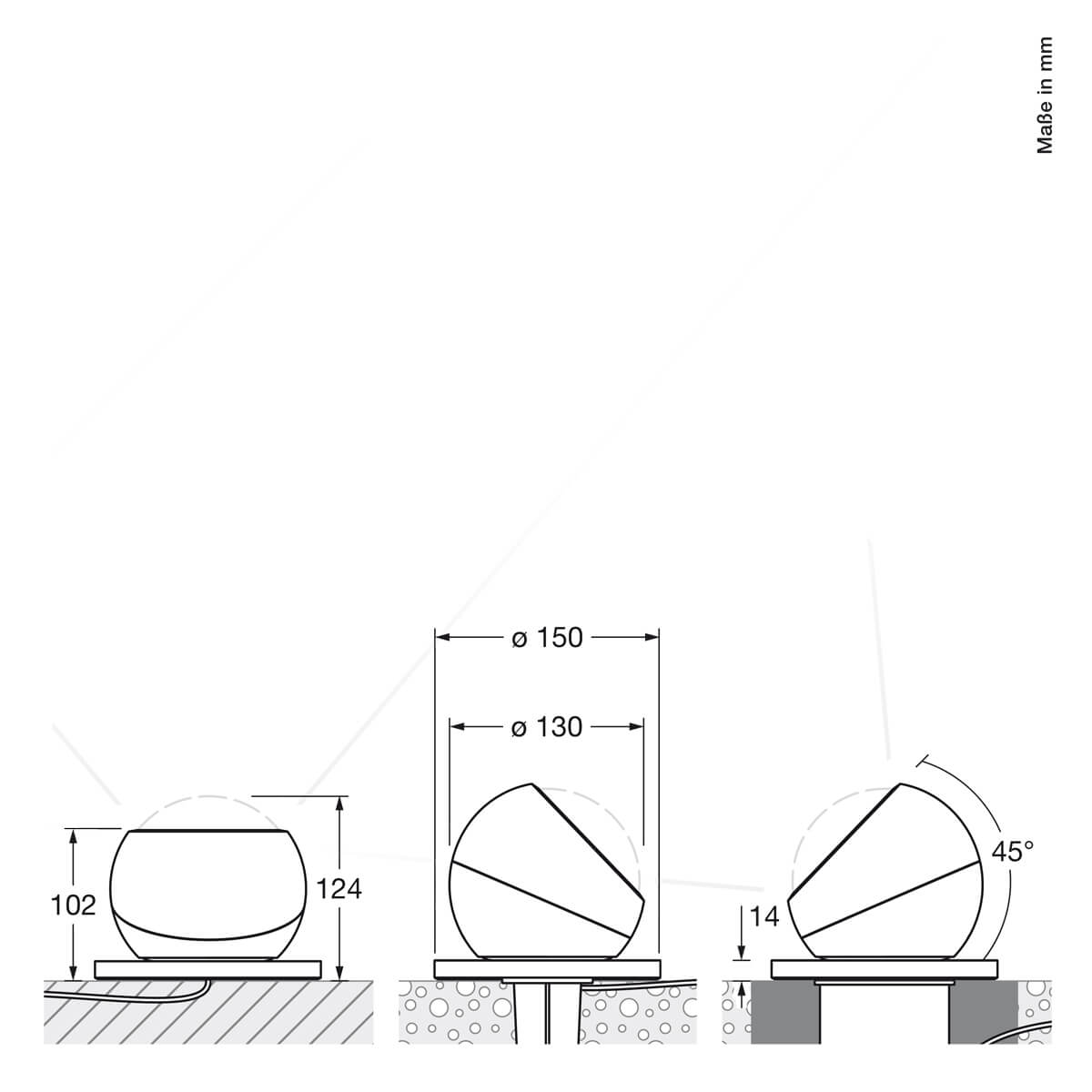 Occhio Sito basso Volt S80 Bodenleuchte, Erdspieß (Abb. mittig) und Erdanker (Abb. rechts) als Zubehör erhältlich