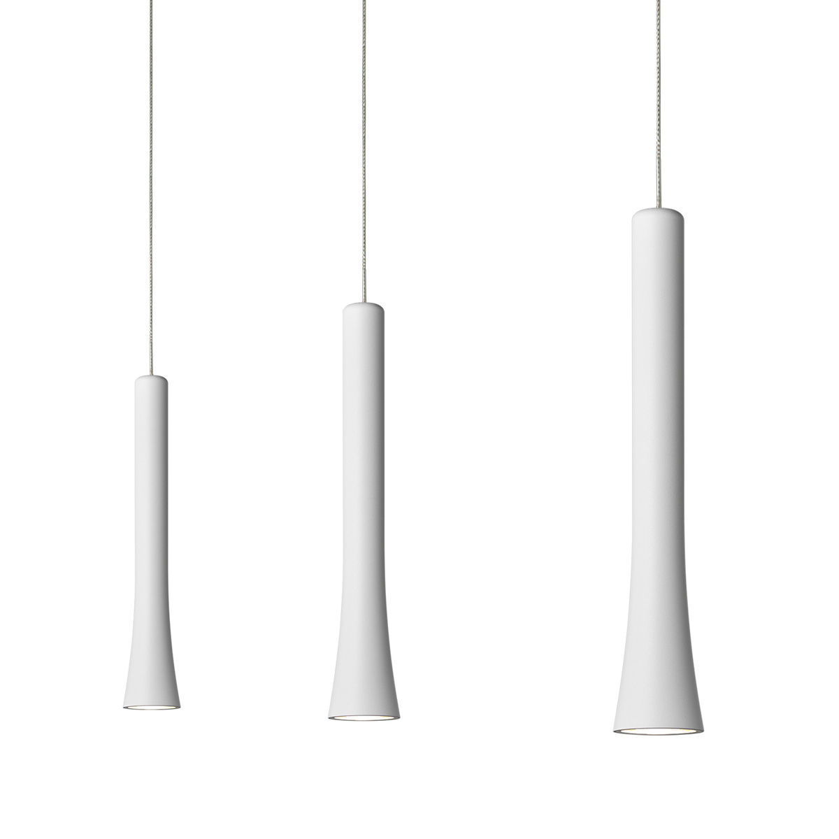 Oligo Rio LED Pendelleuchte, 3-flg., unsichtbare Höhenverstellung, Baldachin: weiß matt, weiß matt