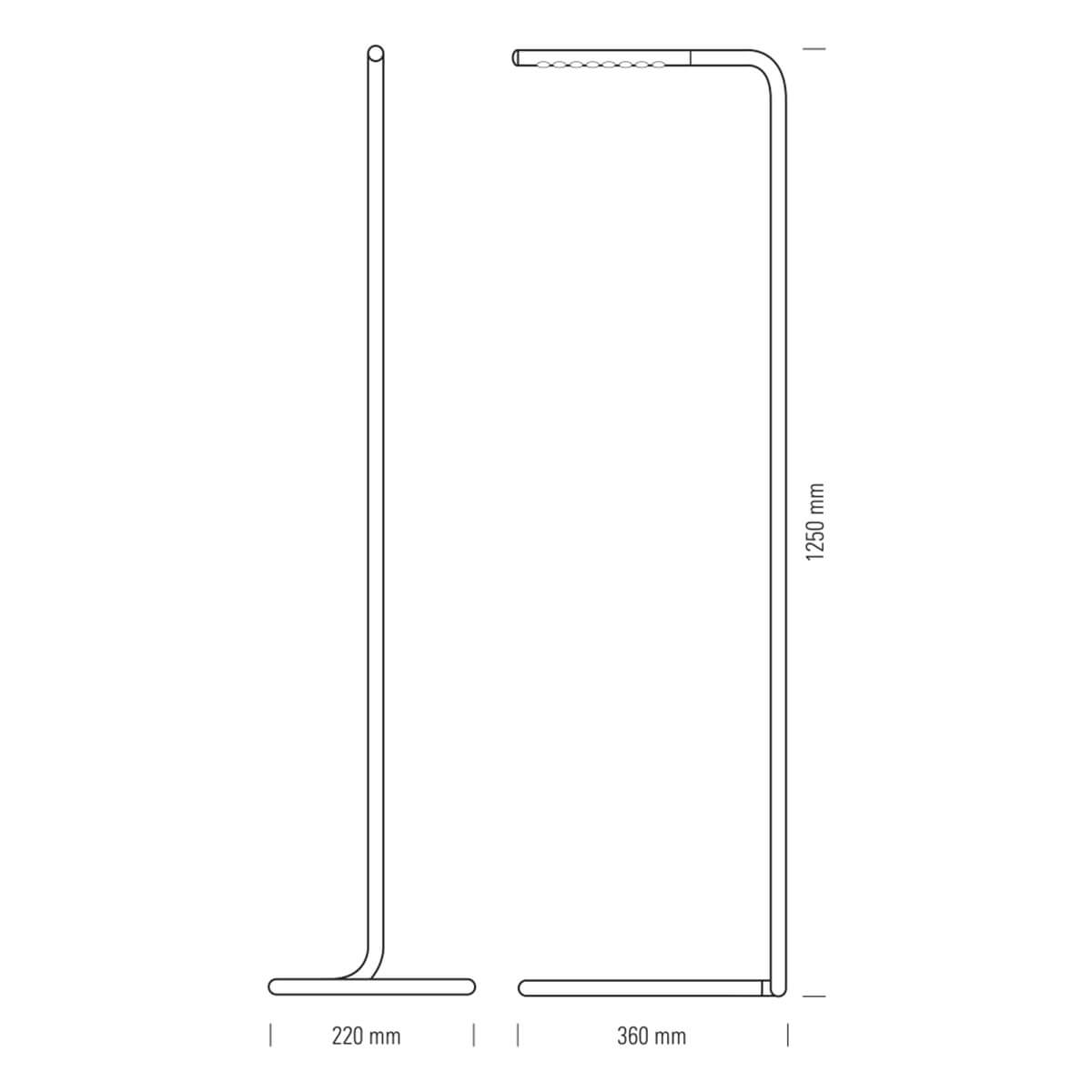 Tecnolumen Lum 125 LED Stehleuchte, Maßzeichnung