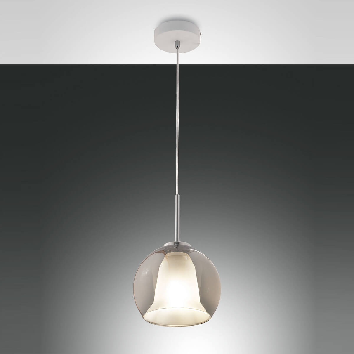 Fabas Luce Bretagna Pendelleuchte, Ø: 22 cm, grau transparent Bretagna Pendelleuchte, Auslaufmodell