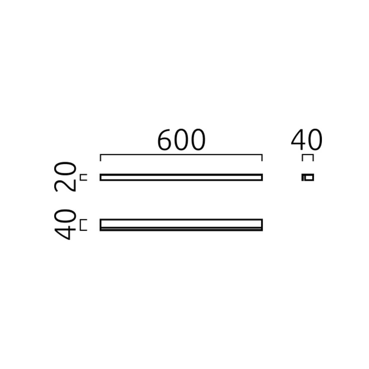 Helestra Onta LED Spiegelleuchte, Länge: 60 cm, Maßzeichnung
