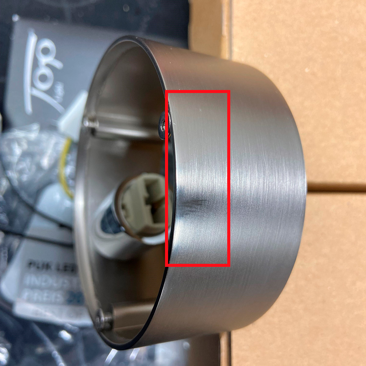 Top Light Puk Mini Fix Klemmleuchte, Gehäuse, B-Ware, Nickel matt, die Leuchte hat einen Oberflächenfehler auf der Front