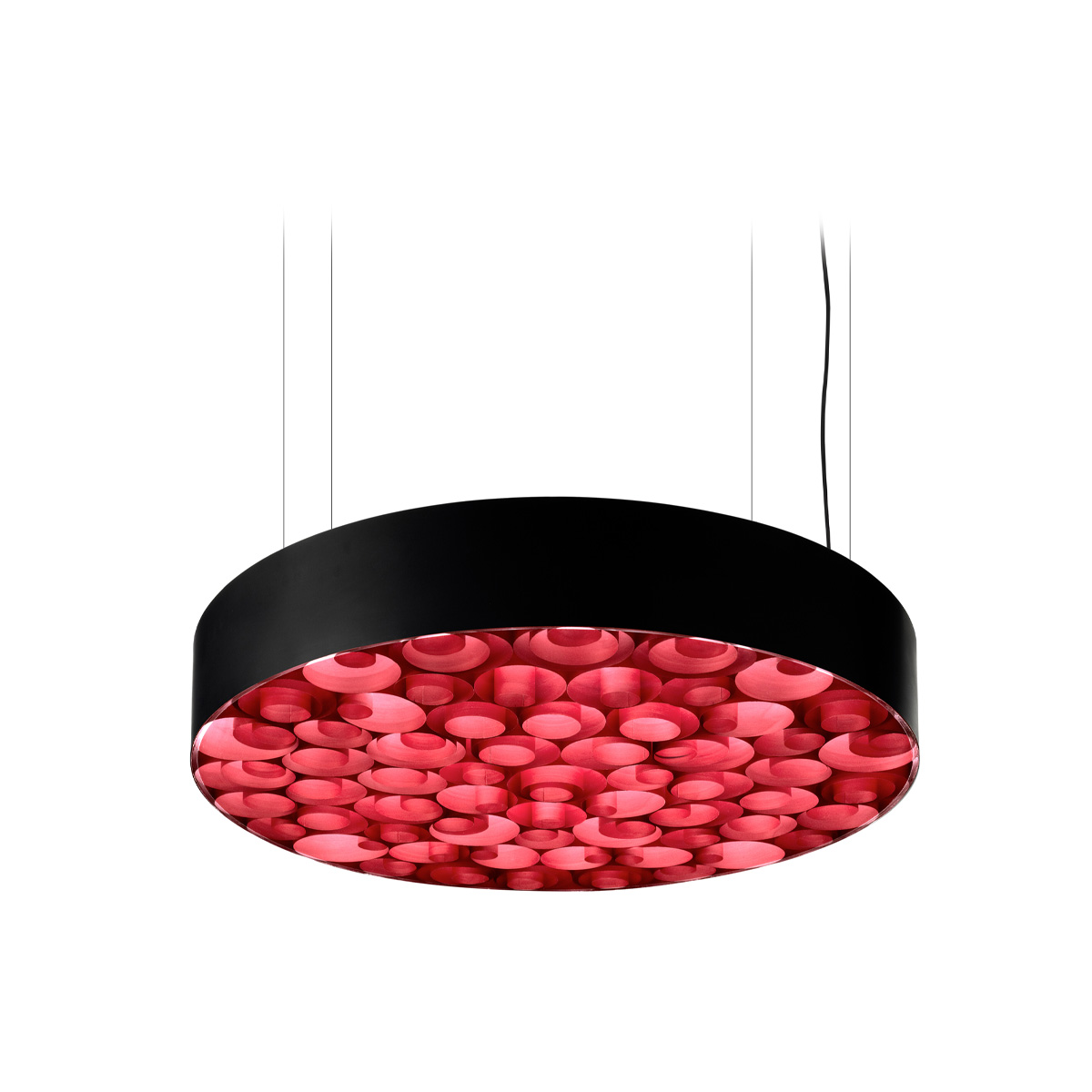 LZF Lamps Spiro Medium LED Pendelleuchte, äußerer Schirm: schwarz, innen: rot