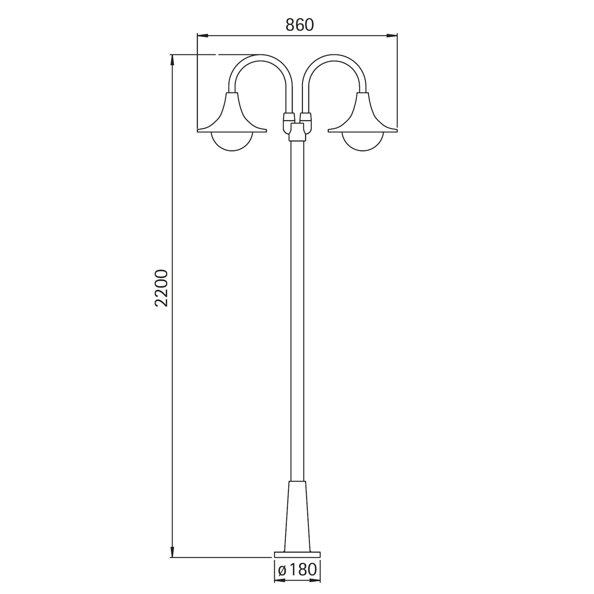 Albert Leuchten 2047 Mastleuchte, 2-flg.