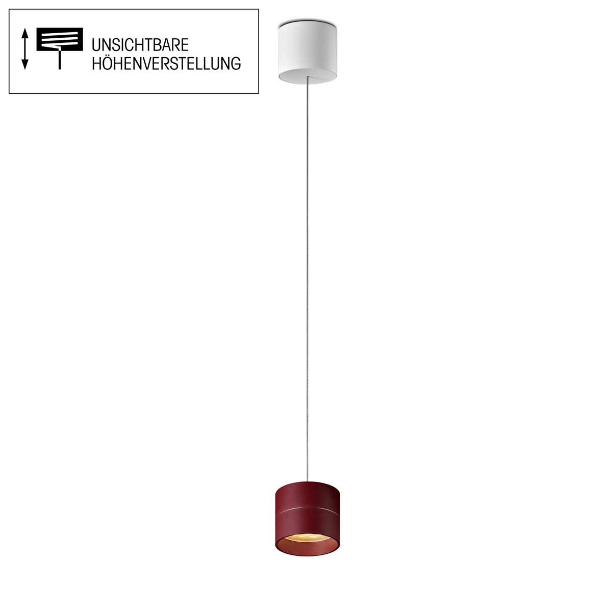 Oligo Tudor S LED Pendelleuchte, TW, unsichtbare Höhenverstellung, rot matt