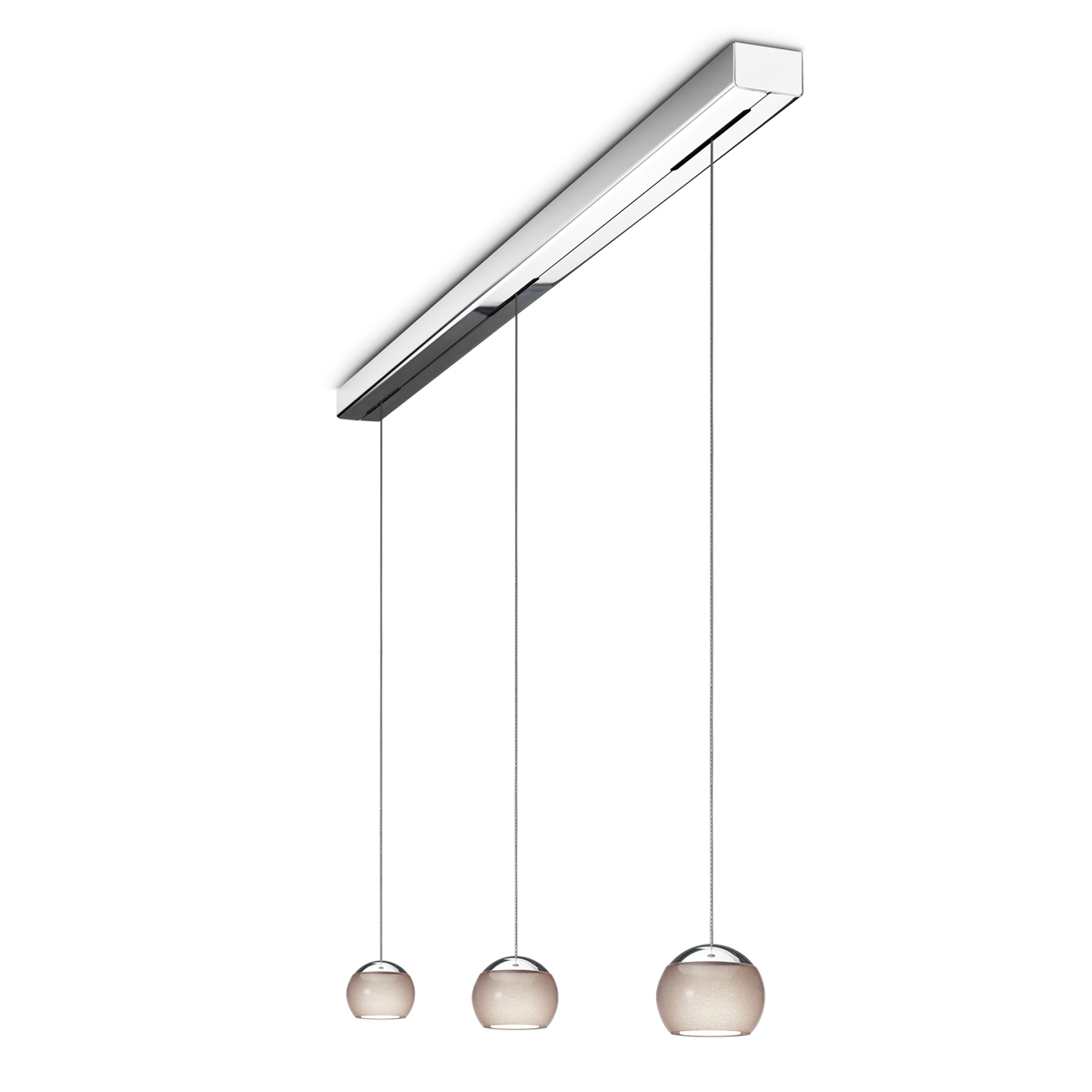 Oligo Balino LED Pendelleuchte, 3-flg., Chrom / diamantgrau glänzend