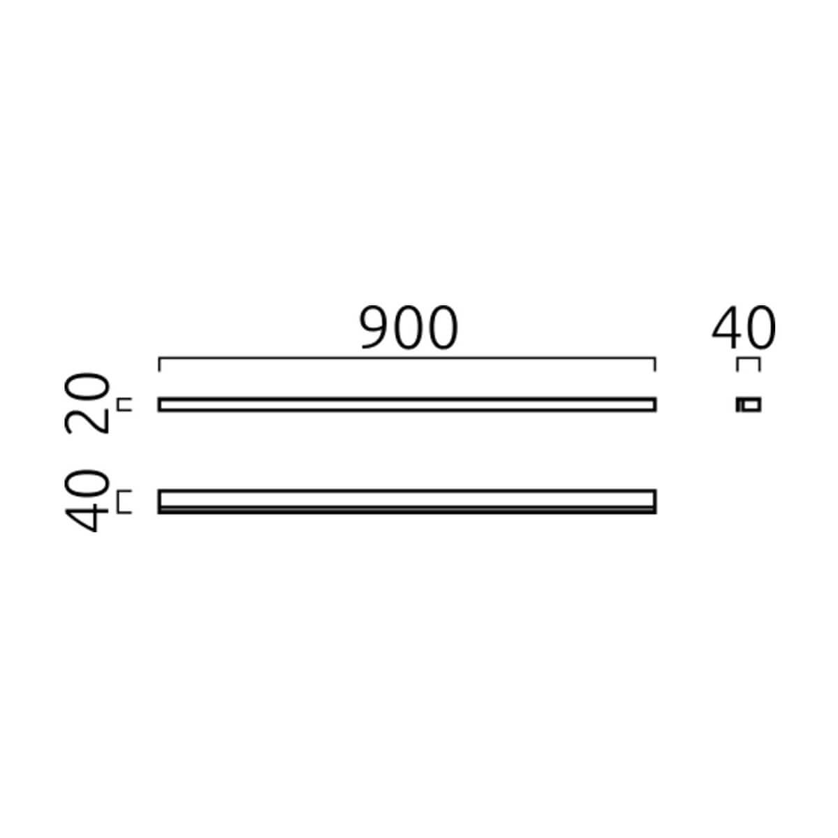 Helestra Onta LED Spiegelleuchte, Länge: 90 cm, Maßzeichnung