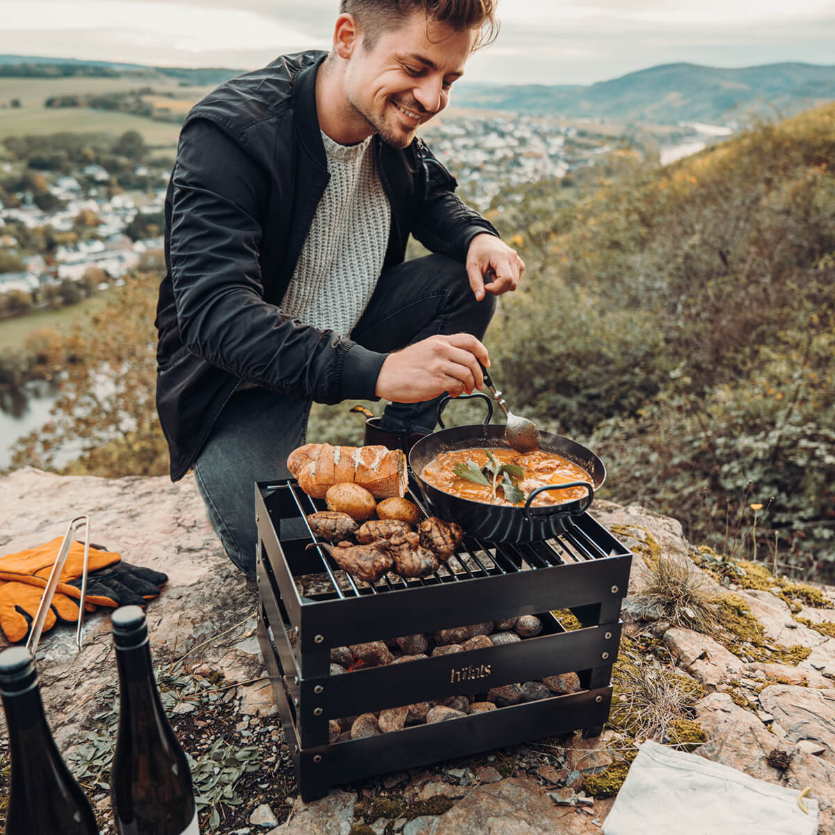 Höfats Crate Feuerkorb, Grill & Hocker, Corten-Stahl