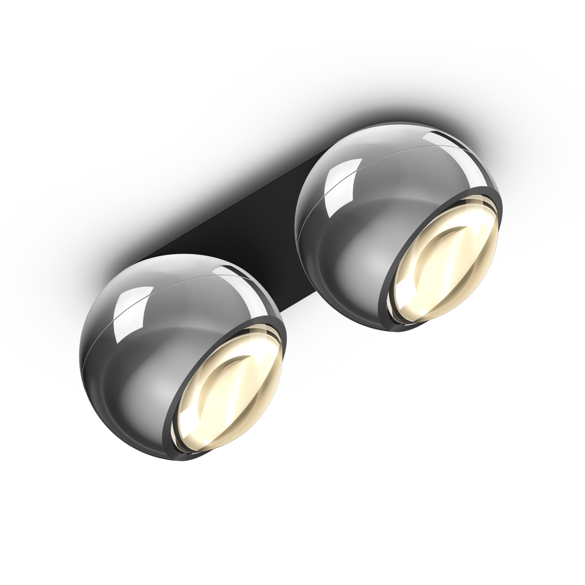 Occhio io giro doppio Volt C LED Deckenstrahler, 2700 K, Chrom / schwarz matt