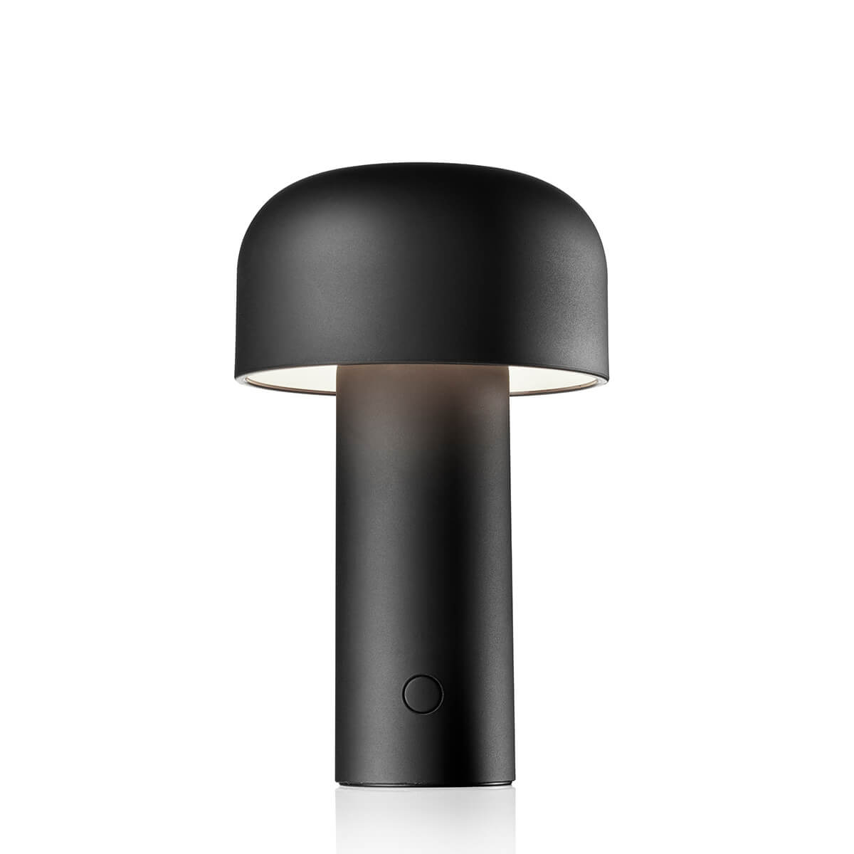 Flos Bellhop Battery LED Akkuleuchte, schwarz matt, Vorderseite mit Touchdimmer (eingeschaltet)