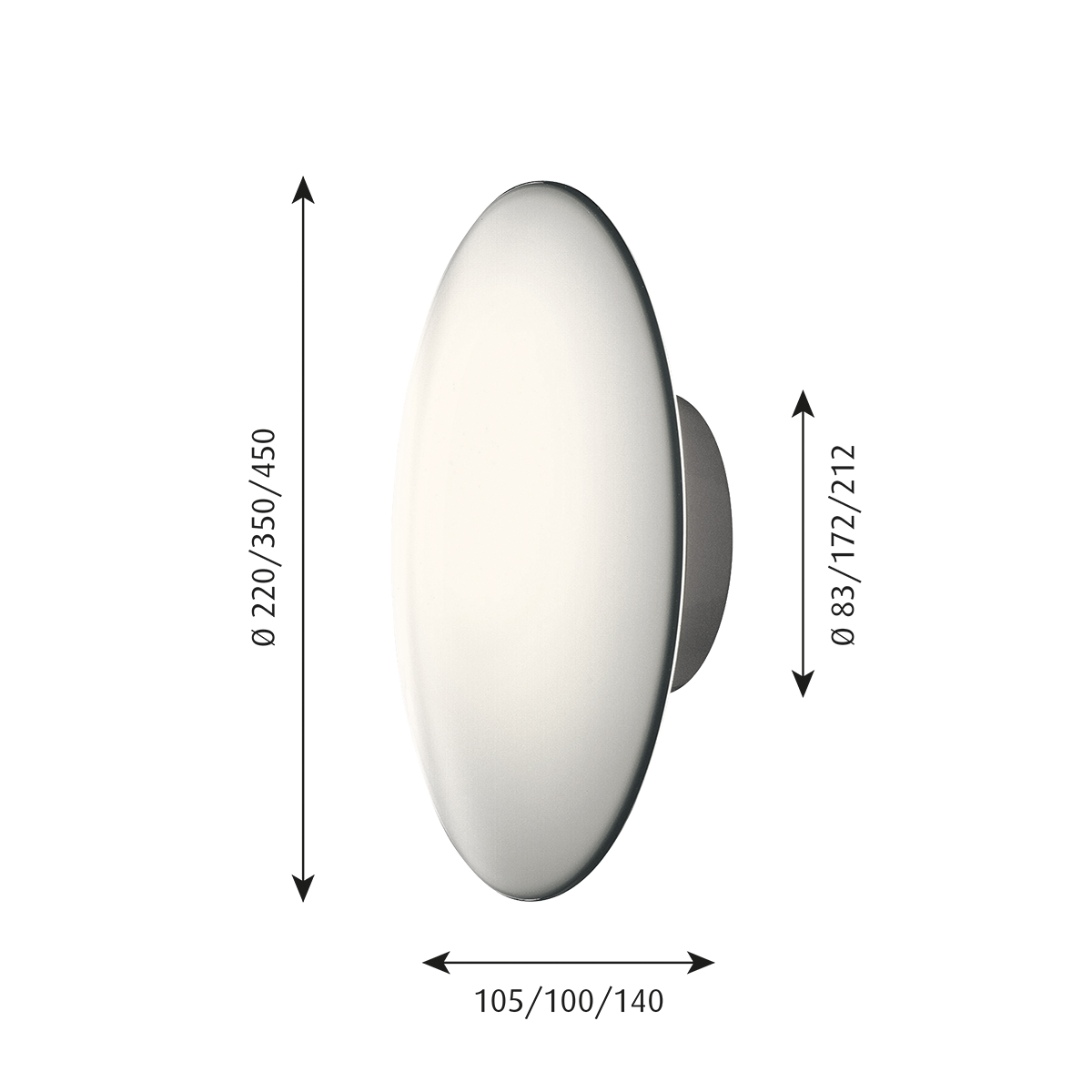 Louis Poulsen AJ Eklipta Wand- / Deckenleuchte, Ø: 22/35/45 cm