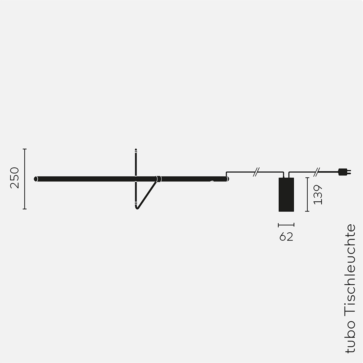 Belux Tubo LED Tischleuchte, Maßzeichnung