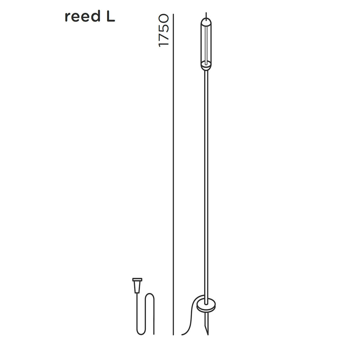 IP44.DE Reed solar join LED Solarleuchte mit Erdspieß, Höhe: 150 cm, Maßzeichnung