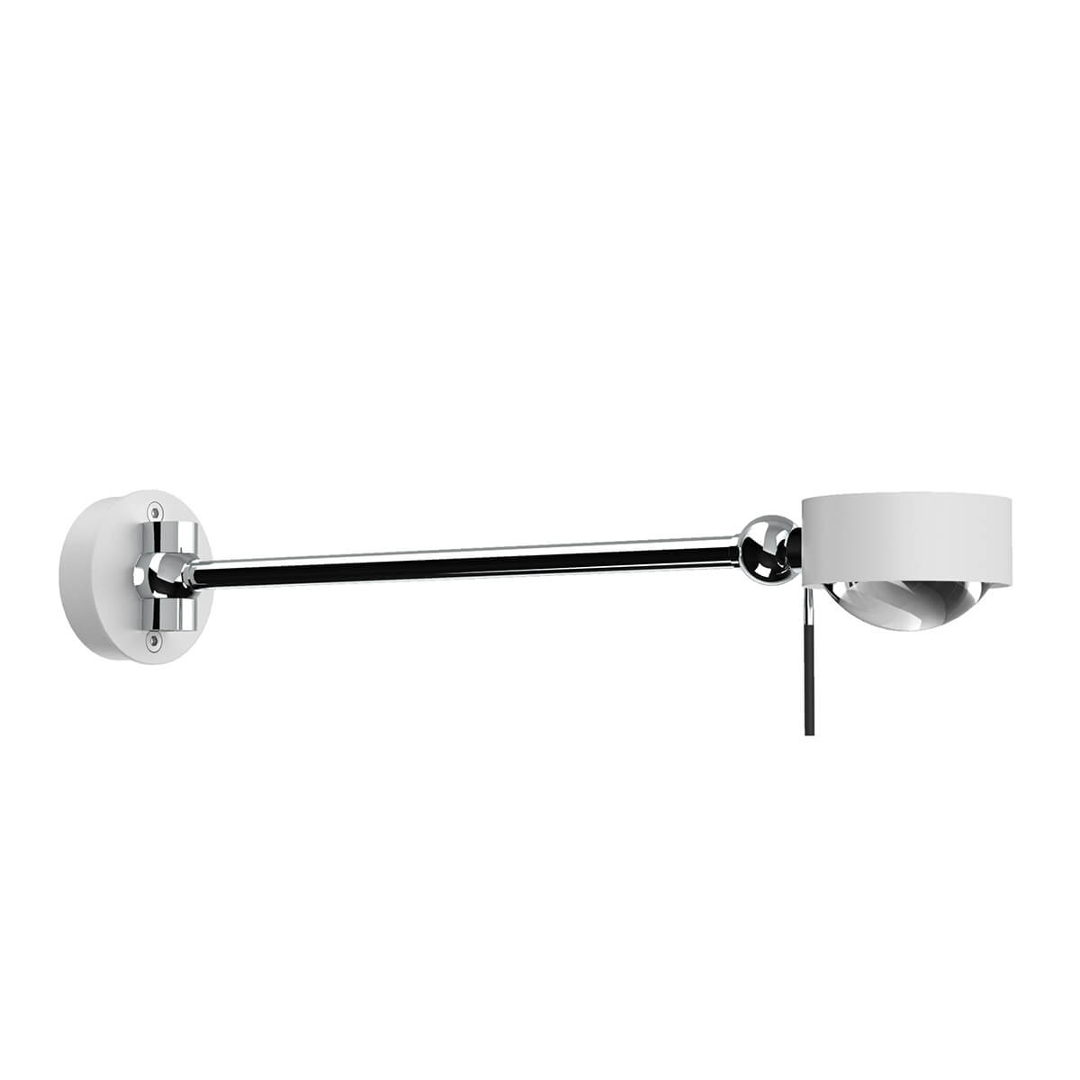 Top Light Puk Mini Hotel Wandleuchte, 30 cm, Gehäuse, weiß matt / Chrom, mit Glas satiniert / Linse klar (nicht inbegriffen)