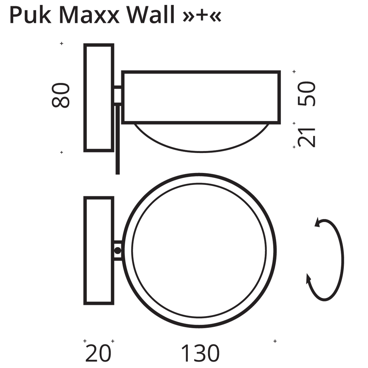 Top Light Puk Maxx Wall + Wandleuchte, Maßzeichnung