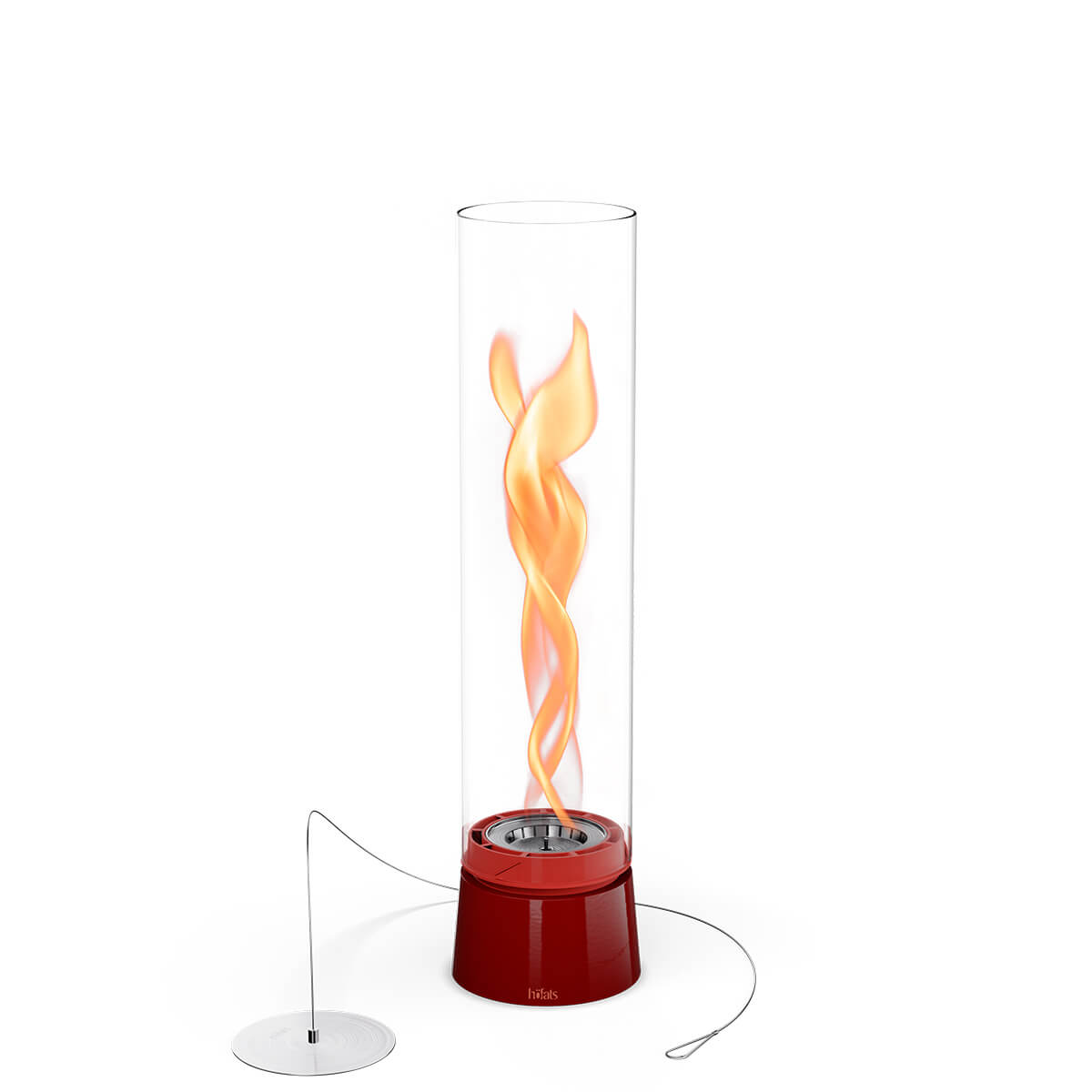 Höfats Spin air 1200 Tischfeuer & Windlicht, Emaille rot, Eco-Ring und Löschdeckel (inbegriffen)