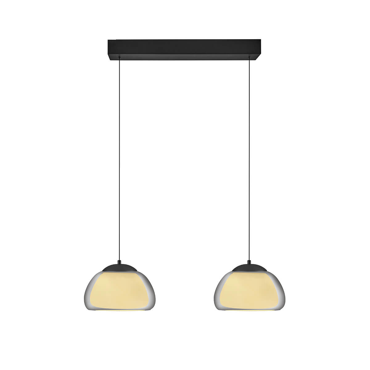 HELL Luxxo LED Pendelleuchte, 2-flg., schwarz / Rauchglas