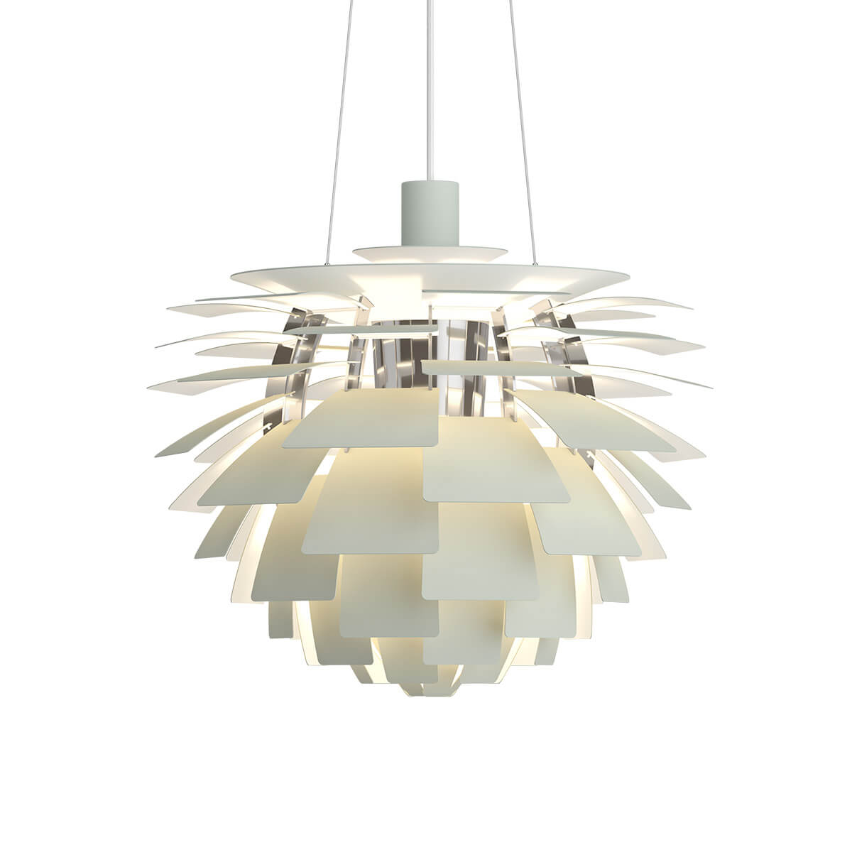 Louis Poulsen PH Artichoke 480 Pendelleuchte, Ø: 48 cm, Dusty green / Chrom