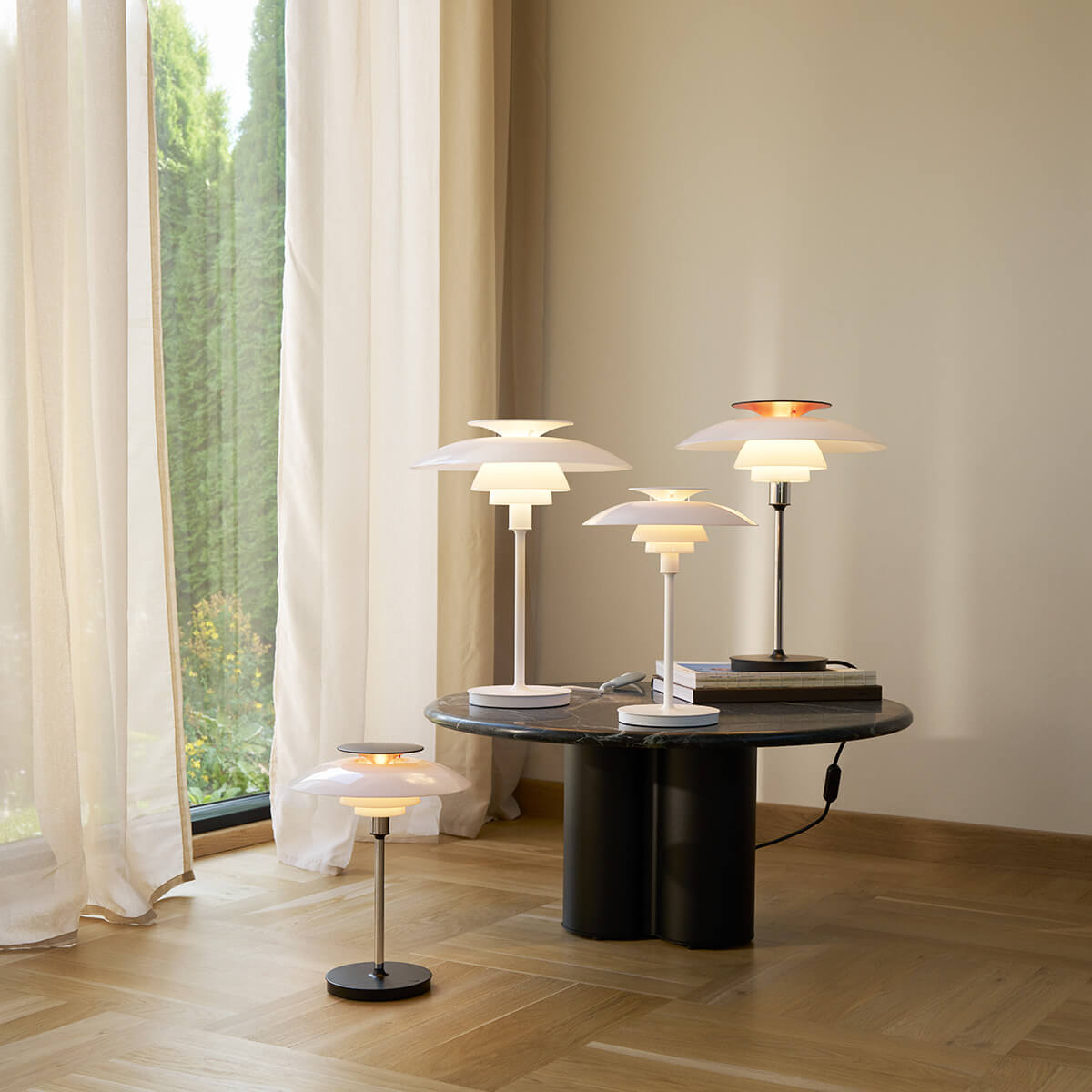 Louis Poulsen PH 80 Tischleuchte und PH 80 Portable LED Akkuleuchte, alle Farben