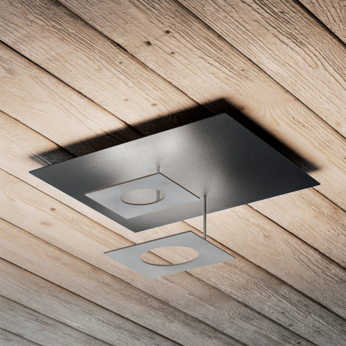 Icone Petra.2 LED Wand- / Deckenleuchte, Schiefer schwarz / Aluminium satiniert