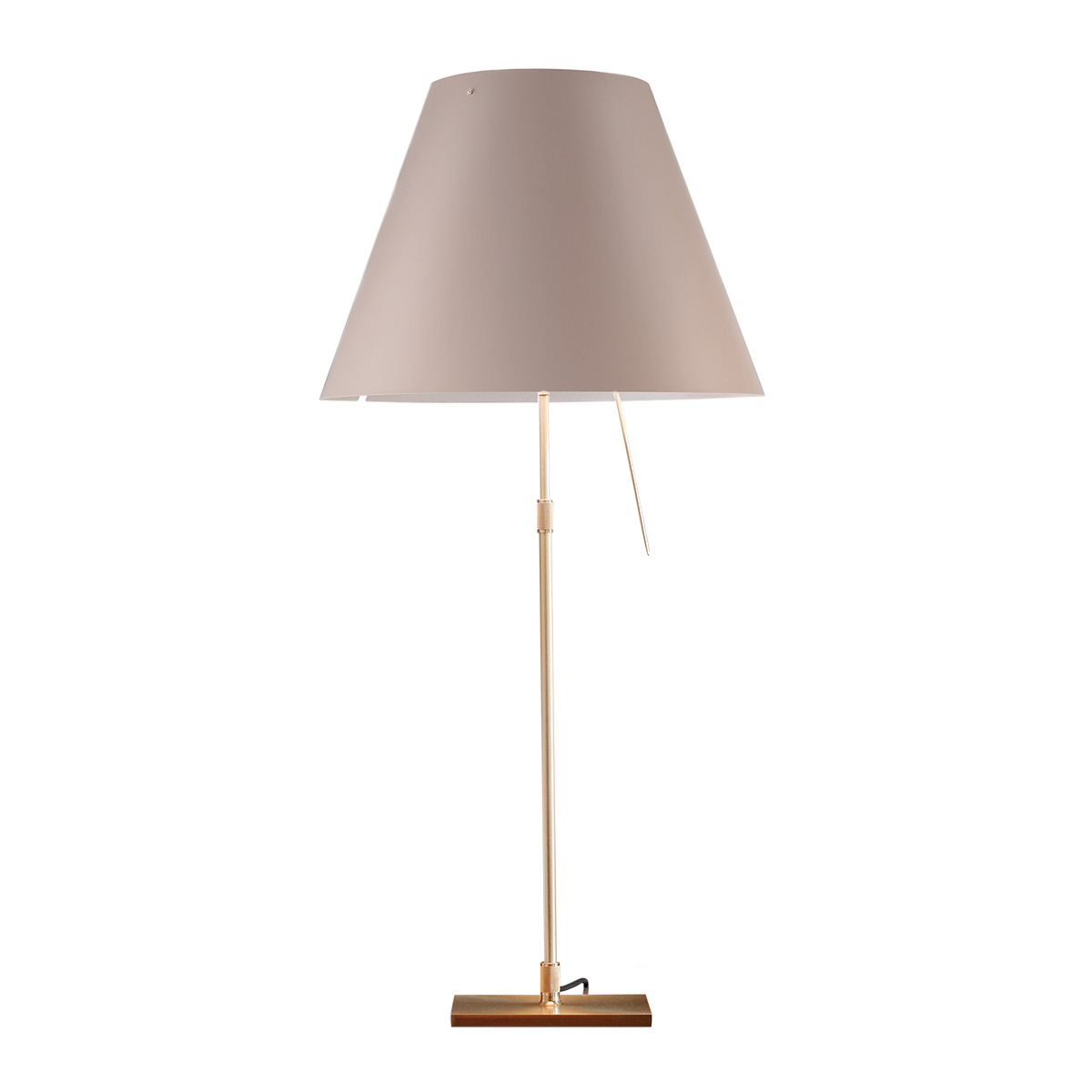 Luceplan Costanza Tavolo Teleskop mit Touchdimmer, Messing, Schirm: puder