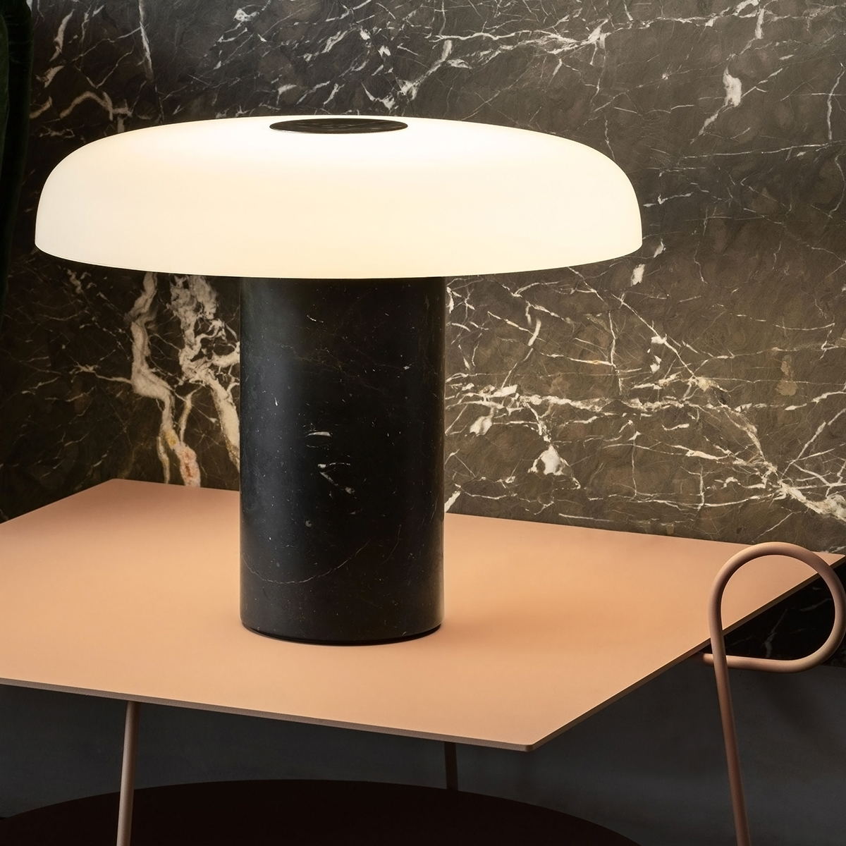Fontana Arte Tropico Grande LED Tischleuchte, Marquinia-Marmor schwarz