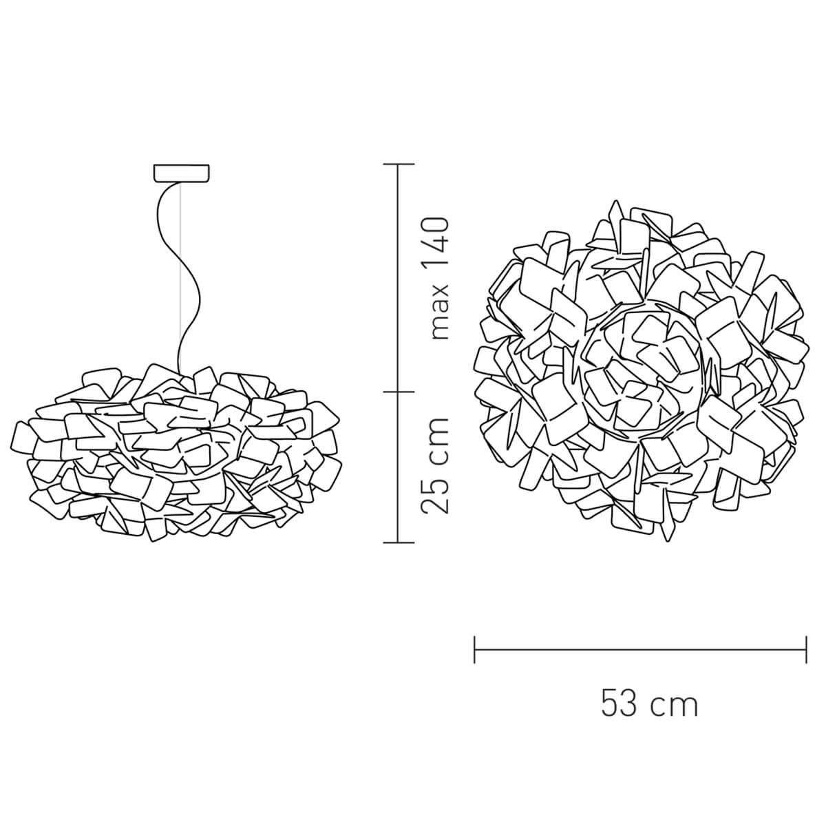 Slamp Clizia Suspension, Maßzeichnung