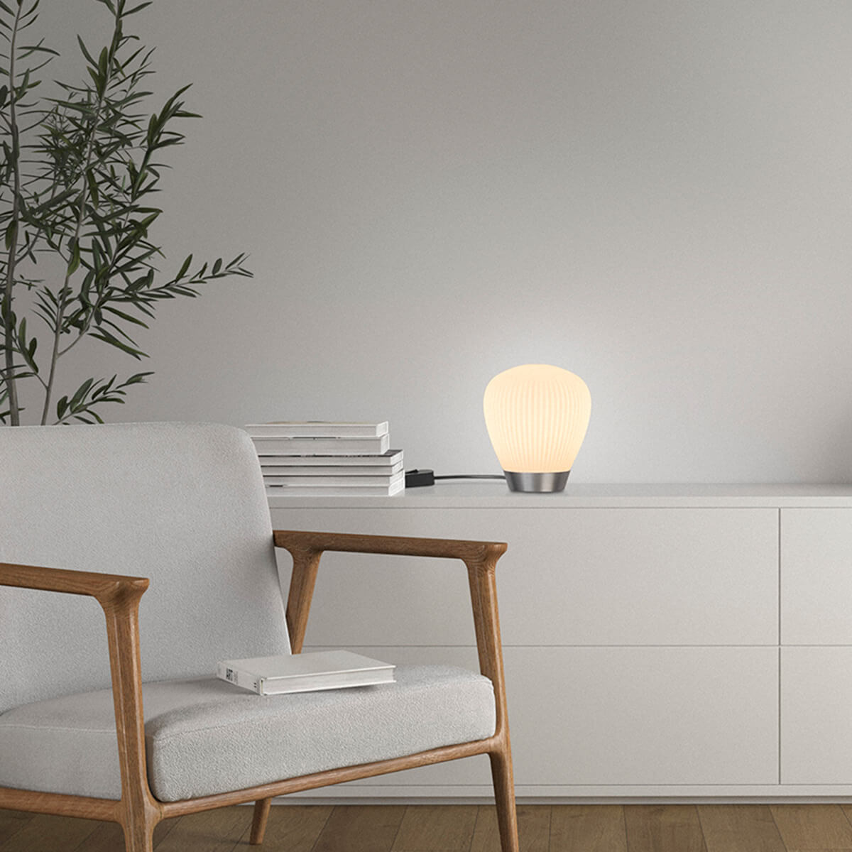 Holtkötter Plissee T2 Tischleuchte, Aluminium matt