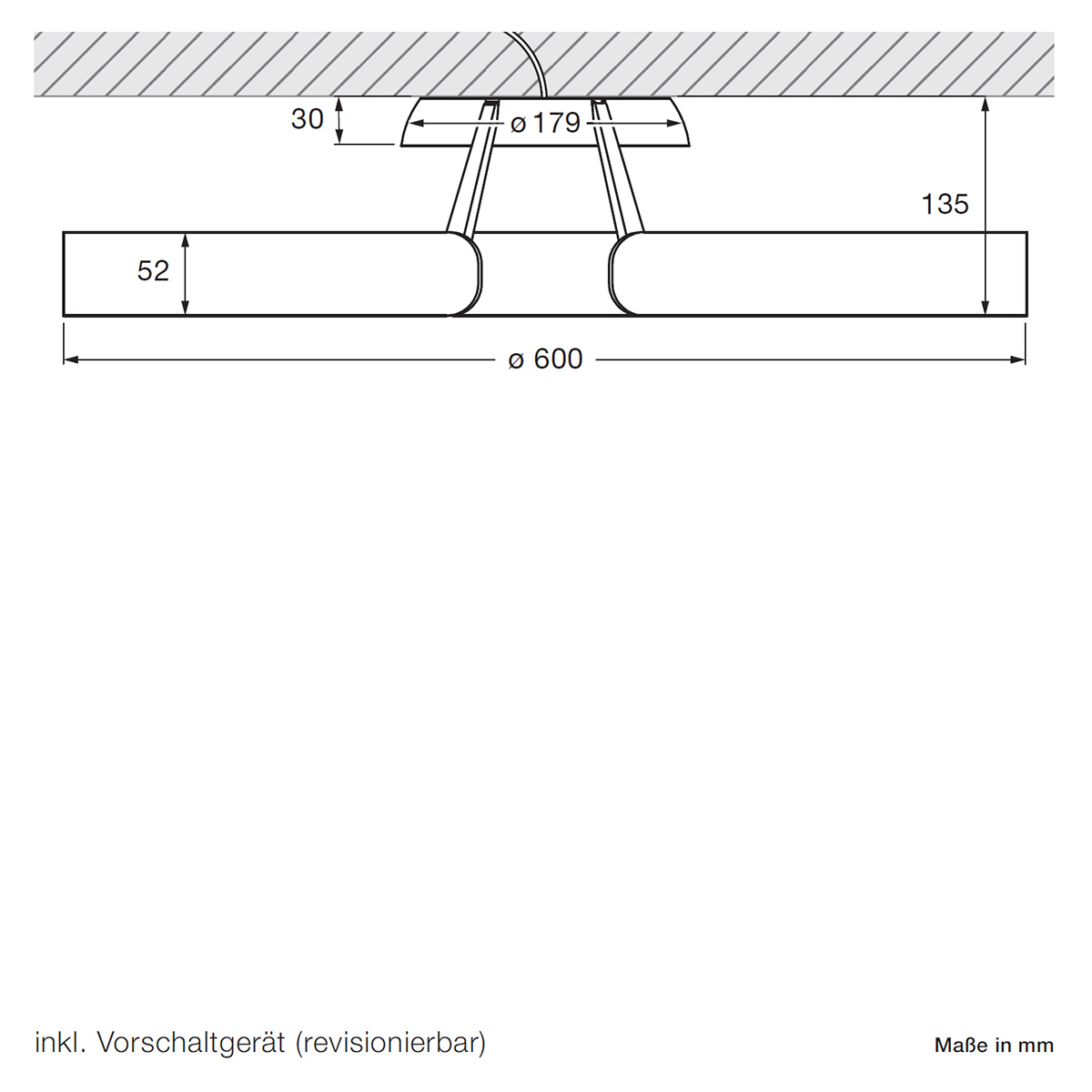 Occhio Mito aura 60 wide LED Wand- / Deckenleuchte, Base: weiß matt, Maßzeichnung