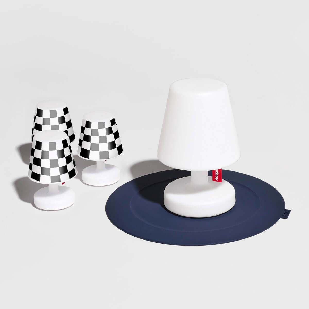 Fatboy Edison the Mini LED Akkuleuchte, 3er-Set, mit Mini Cappie Set Playground, schwarz-weiß