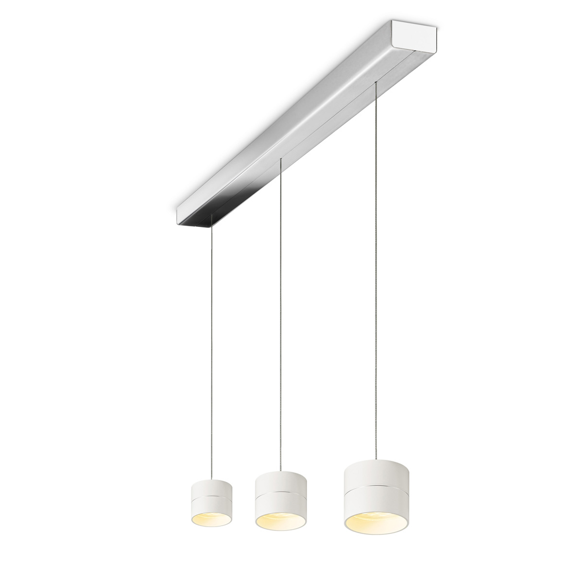 Oligo Tudor S LED Pendelleuchte, 3-flg., TW, unsichtbare Höhenverstellung, Baldachin: Chrom, weiß matt (creme)