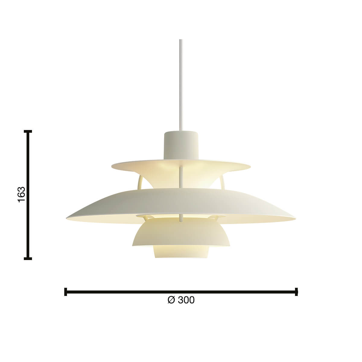 Louis Poulsen PH 5 Monochrome Pendelleuchte, Maßzeichnung