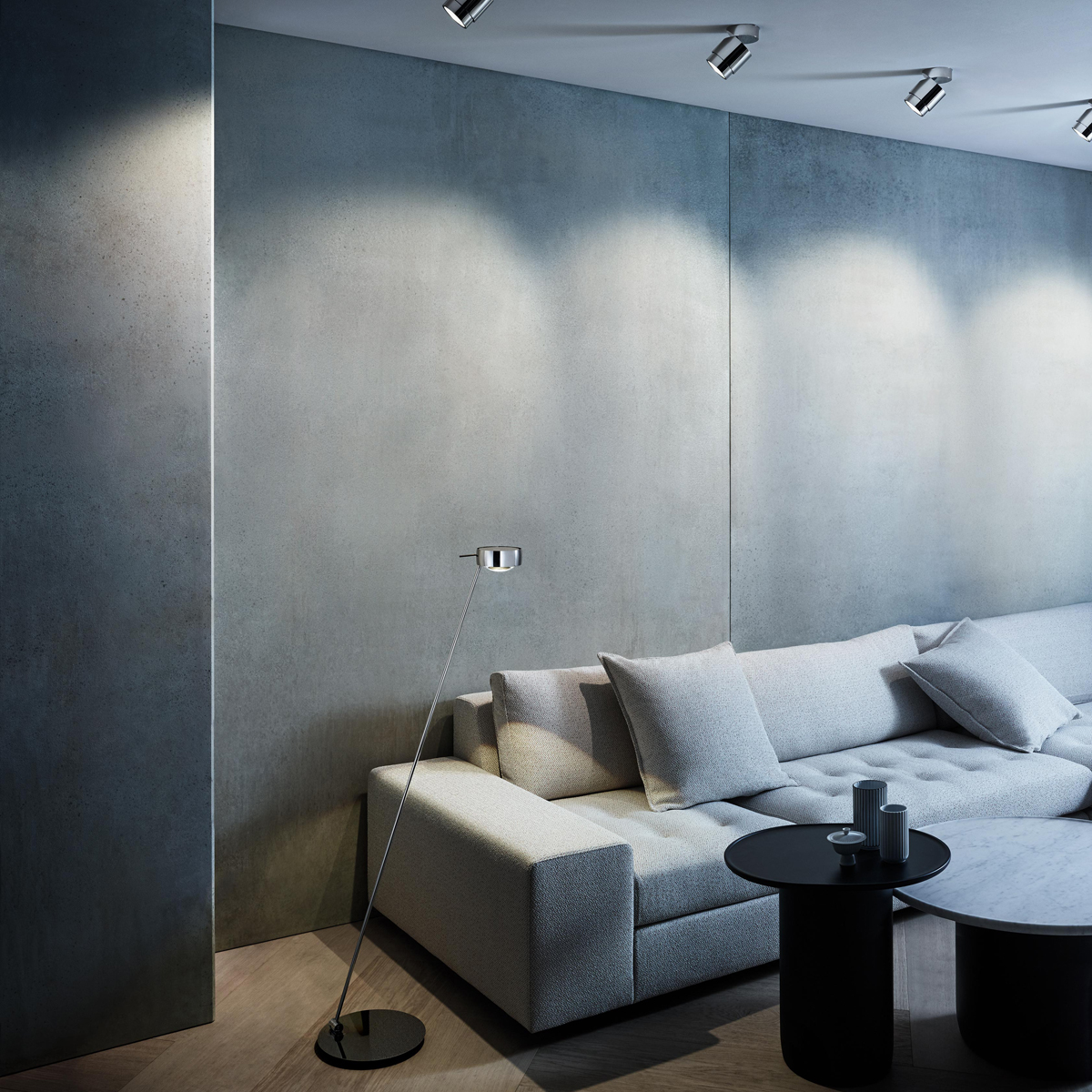 Occhio Sento C lettura "air" LED Leseleuchte, 125 cm, 2700 K, Ausrichtung: rechts vom Objekt, Chrom